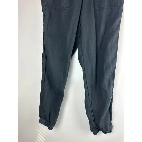 Athleta Cabo Linen Jogger Pant Faded Black Zip Pocket Pants Women's Size 8 - Picture 12 of 13